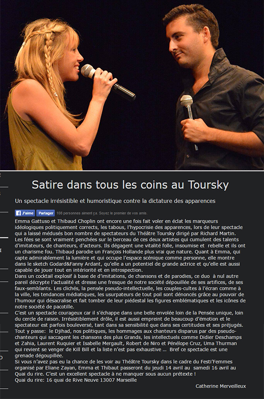 Les ImitaTueurs Emma Gattuso et Thibaud Choplin